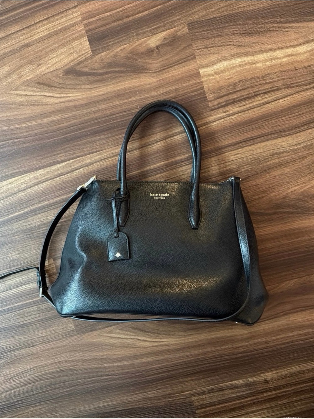 kate spade Black Pebbled Leather Tote with Shoulder Strap